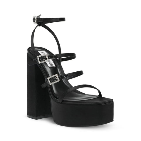 Steve Madden Women's Elavator Black Satin Sandals |Steve Madden In Lebanon