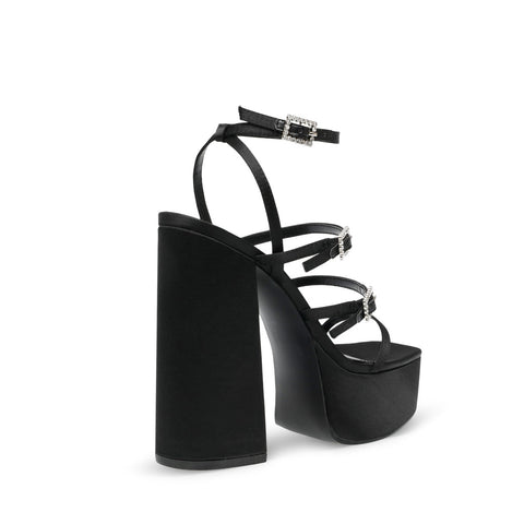 Steve Madden Women's Elavator Black Satin Sandals |Steve Madden In Lebanon
