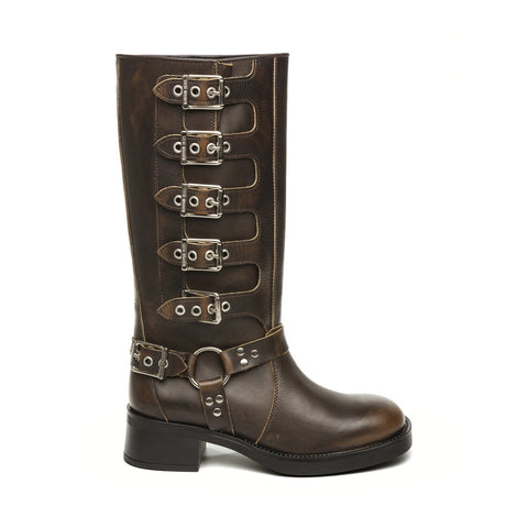 Steve Madden Women's Brown Leather Battle Boots | Steve Madden in Lebanon