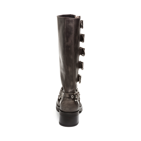Steve Madden Women's Dark Gray Leather Battle Boot|Steve Madden In Lebanon