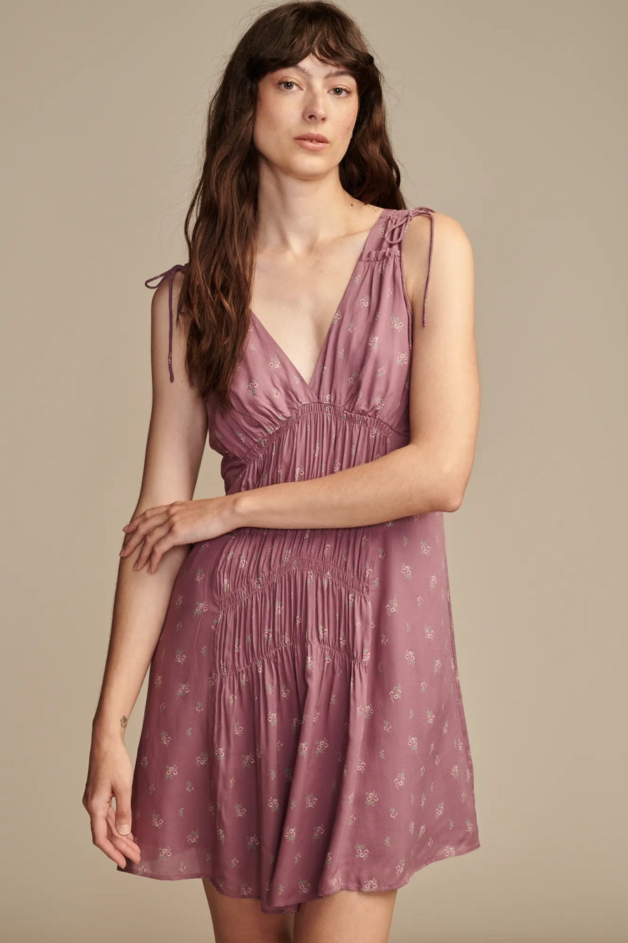 Lucky Brand Women's Purple Smocked V-Neck Mini Dress | Lucky Brand In Lebanon