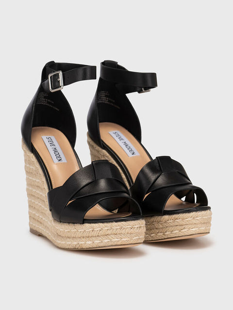 Steve Madden Women's Black Leather Sivian Heel Sandals | Steve Madden in Lebanon