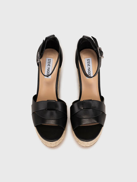 Steve Madden Women's Black Leather Sivian Heel Sandals | Steve Madden in Lebanon