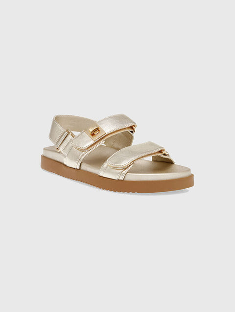 Steve Madden Women's Gold Leather Mona Sandal | Steve Madden In Lebanon