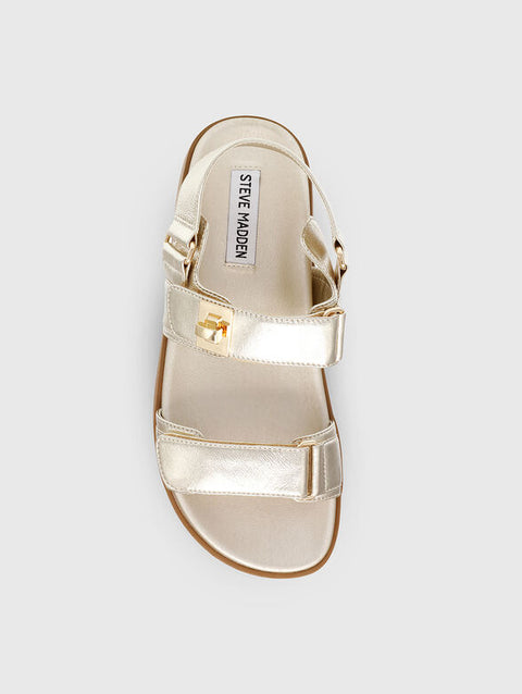 Steve Madden Women's Gold Leather Mona Sandal | Steve Madden In Lebanon