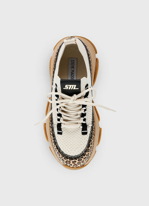Steve Madden Women's Beige Animal Printed Playmaker Sneakers |Steve Madden In Lebanon