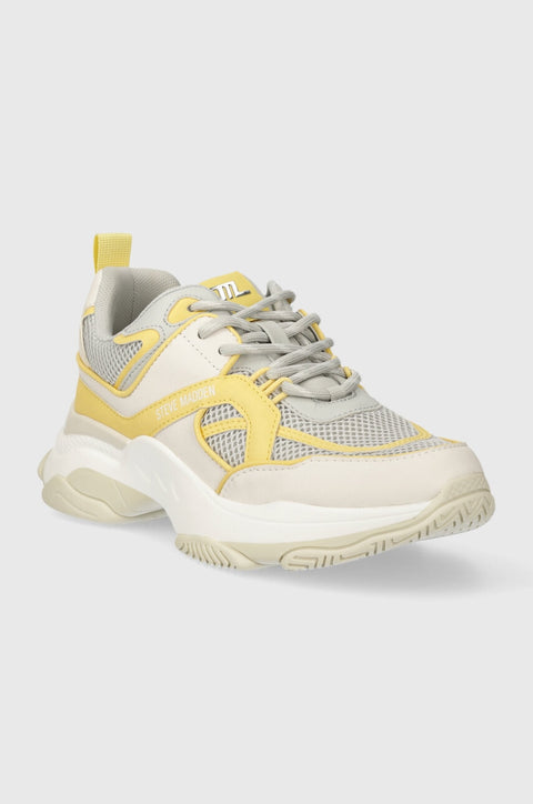 Steve Madden Women's Light Gray & Yellow Synthetic Melt Down Sneakers |Steve Madden In Lebanon