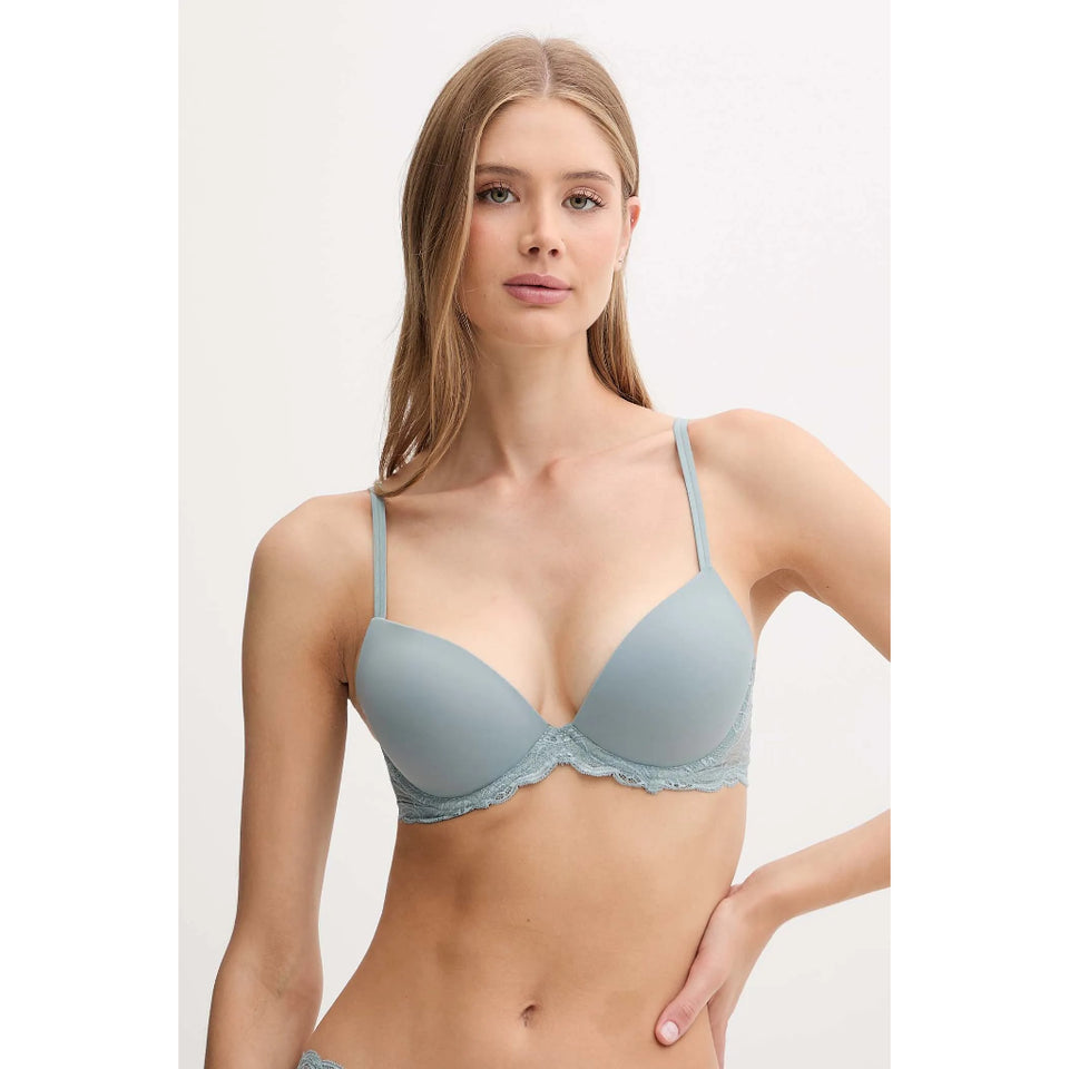 Calvin Klein Women's Dusty Green Sensual Stretch Lace Lift Demi Bra