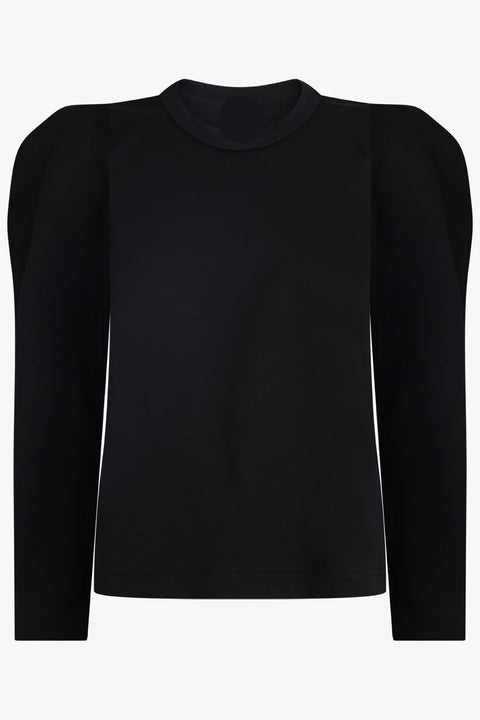 Derek Heart Women's Black Crewneck Puff-Shoulder Long-Sleeve Blouse |Derek Heart In Lebanon