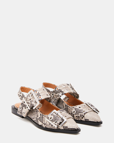 Steve Madden Women's Beige Snake Grand Ave Flat | Steve Madden in Lebanon