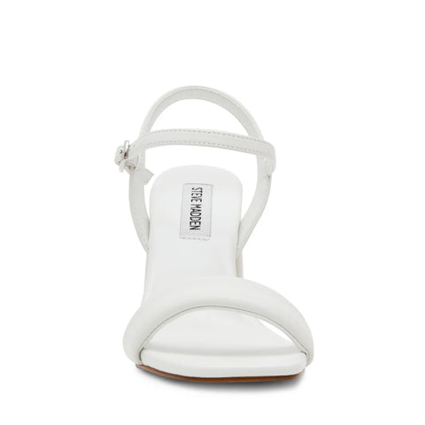 Steve Madden Women's White Leather Bibi Heel Sandals | Steve Madden In Lebanon