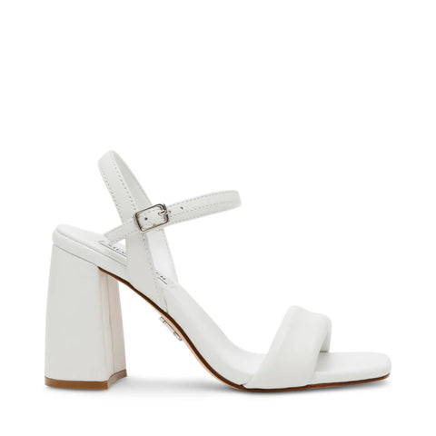 Steve Madden Women's White Leather Bibi Heel Sandals | Steve Madden In Lebanon