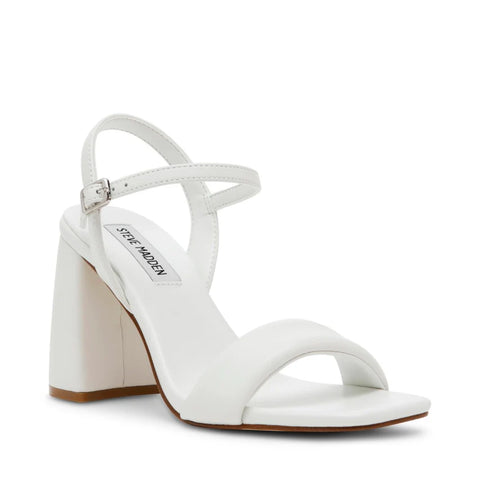 Steve Madden Women's White Leather Bibi Heel Sandals | Steve Madden In Lebanon