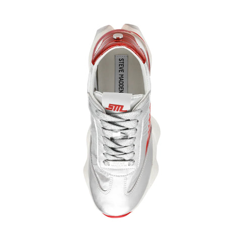 Steve Madden Women's Silver & Red Setback Sneakers | Steve Madden In Lebanon