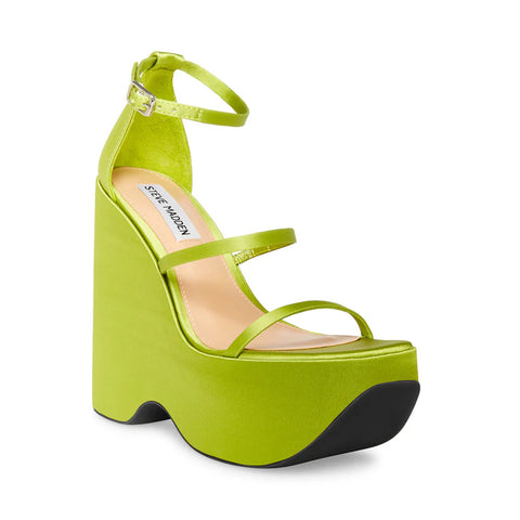 Steve Madden Women's Green Satin Varia Heeled Sandals |Steve Madden In Lebanon