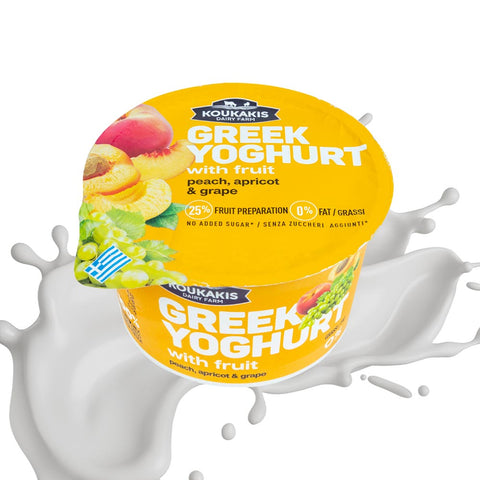KOUKAKIS, Greek Yogurt with Peach, Apricot & Grape, 0% fat, 150g | KOUKAKIS In Lebanon