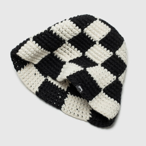 Forever21 Women's Black & White Checker Knit Bucket Hat | Forever21 In Lebanon