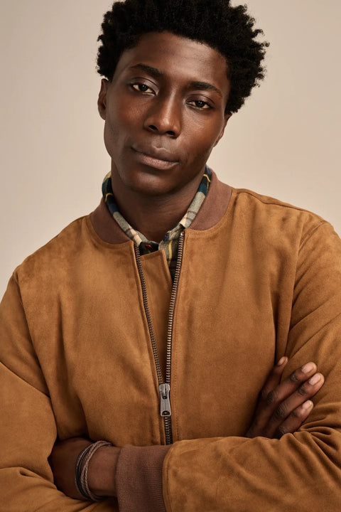 Lucky Brand Men's Dark Tan Suede Bomber Jacket | Lucky Brand In Lebanon