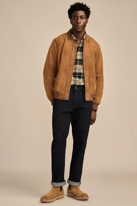 Lucky Brand Men's Dark Tan Suede Bomber Jacket | Lucky Brand In Lebanon