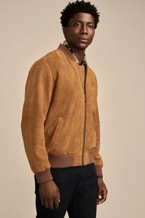 Lucky Brand Men's Dark Tan Suede Bomber Jacket | Lucky Brand In Lebanon