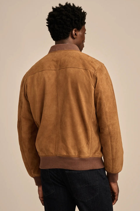 Lucky Brand Men's Dark Tan Suede Bomber Jacket | Lucky Brand In Lebanon