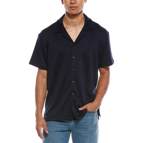 Scotch & Soda Men's Navy Popcorn Jersey Camp Shirt | Scotch & Soda In Lebanon