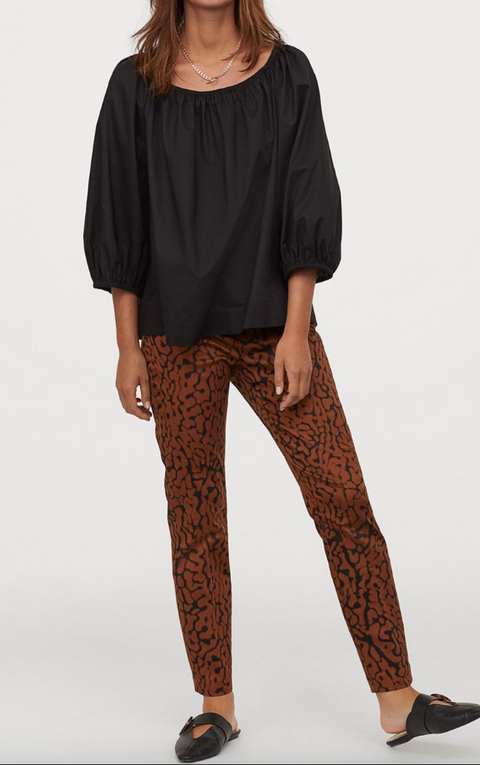 H&M  Women's Brown/Leopard print Ankle-length Trousers 0783346021 (FL33)