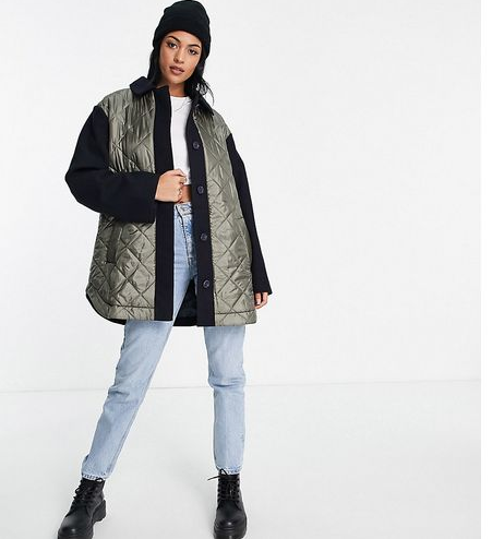 Asos Design Women's Khaki/Navy Jacket 11632877 ANF69  (AN69/AN57)(zone 6)