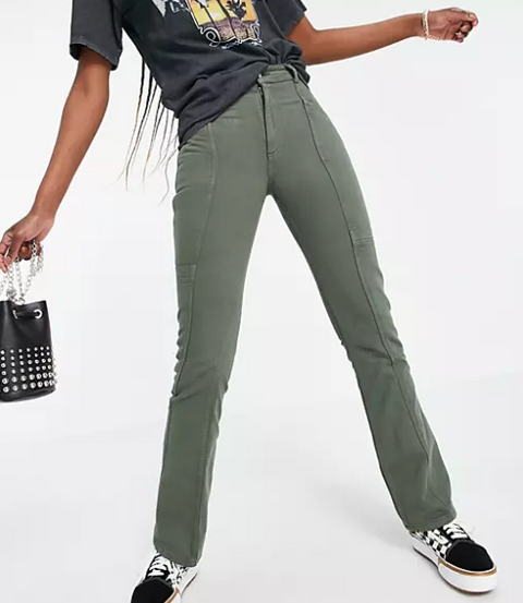 ASOS Design Women's Khaki Jeans ANF439 (LR64)