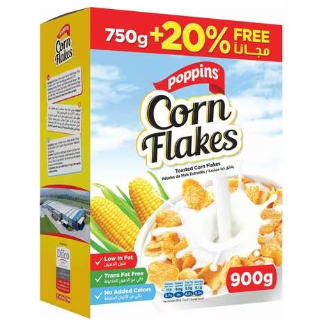 Poppins Corn Flakes 750g+20% Free