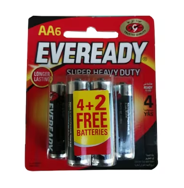 Eveready Super Heavy Duty AA Batteries (Pack of 4+ 2 Free)