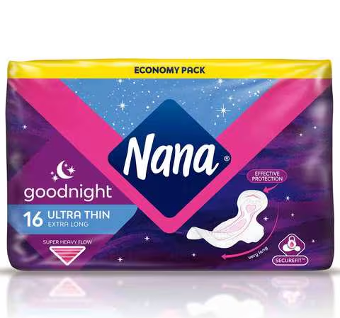 Nana Goodnight Ultra Thin Large Sanitary Pad With Wings White 16 Pads