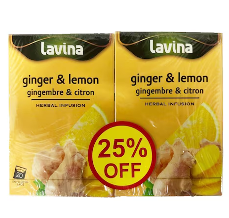Lavina Herbal Infusion Ginger And Lemon 2X20s (25% Off)