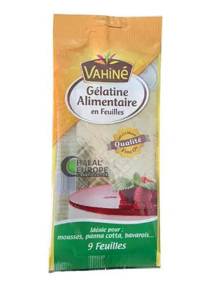 Vahine  Food gelatin in halal sheets x9  17g