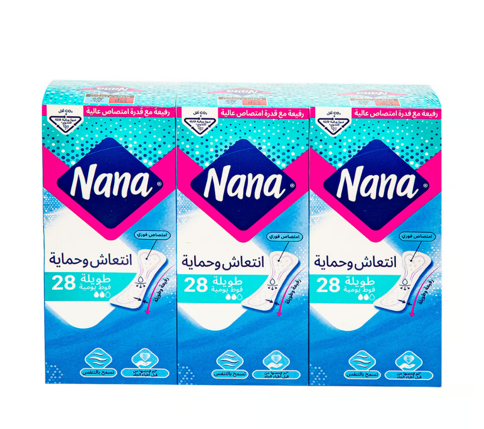 Nana Dailies Fresh & Protect Long Liners 28 Pads 2+1 Free| Nana In Lebanon