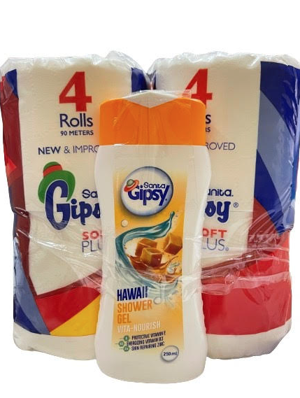 Sanita Gipsy Toilet Soft Plus 4 Rolls x2 + Hawaii Shower Gel (Free)