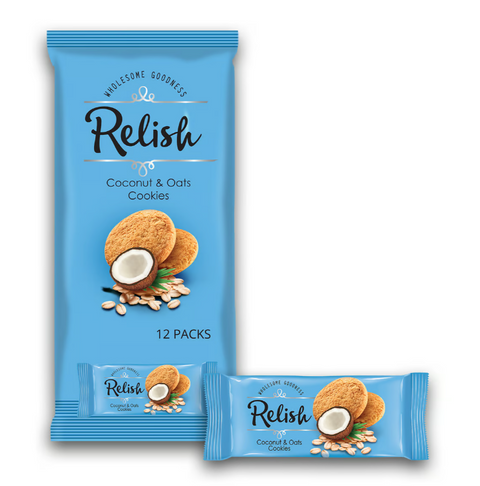 Relish Coconut & Oats Cookies 12x42g | Relish In Lebanon