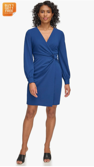 DKNY Women's Navy Blue Long  Sleeve Dress |DKNY in Lebanon