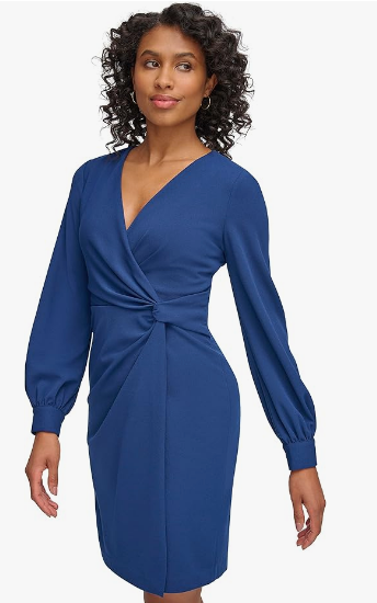 DKNY Women's Navy Blue Long  Sleeve Dress |DKNY in Lebanon