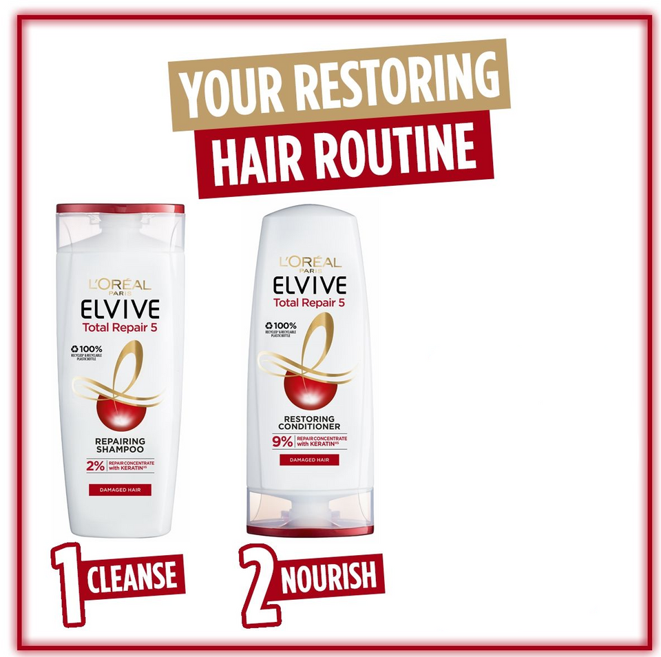 L'Oreal Paris Elvive Total Repair 5 Shampoo 400ml + Conditioner 200ml (-20% OFF) | L'Oreal Paris In Lebanon