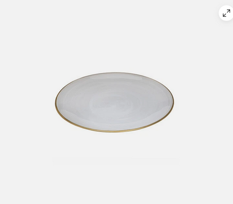 Hinox White & Gold Round Shape Flat Dinner Plate U-8  | Hinox In Lebanon