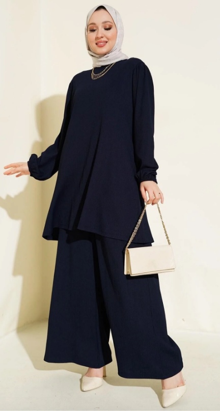 Big Dart Women's Navy Blue Tunic Pants & Top Set | Big Dart In Lebanon