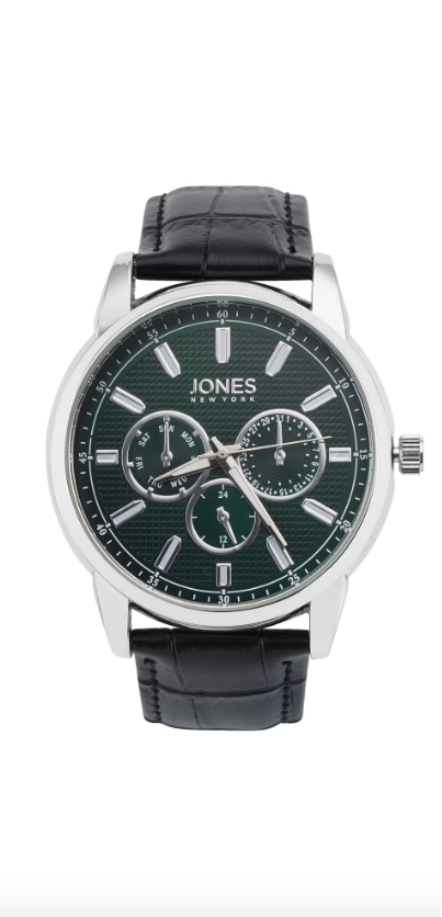 Jones New York Men's Black Quartz Movement Leather Analog Watch | Jones New York In Lebanon