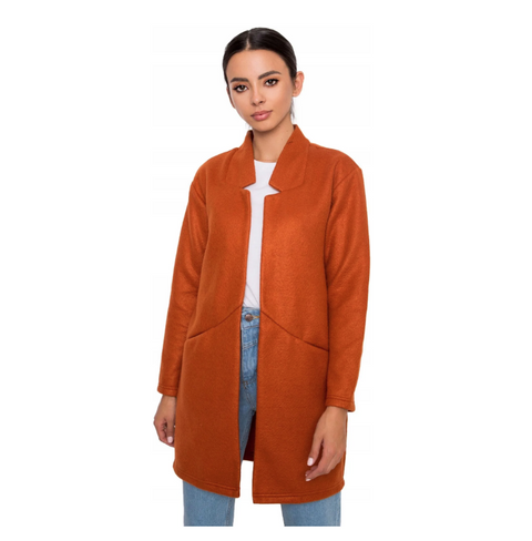 Sublevel Women's Rusty Red Fashionable Hip-Length Open Coat | Sublevel In Lebanon