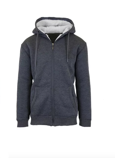 Q-Active Men's Dark Gray Modern Fit Sherpa Lined Fleece Zip-Up Jacket | Q-Active In Lebanon