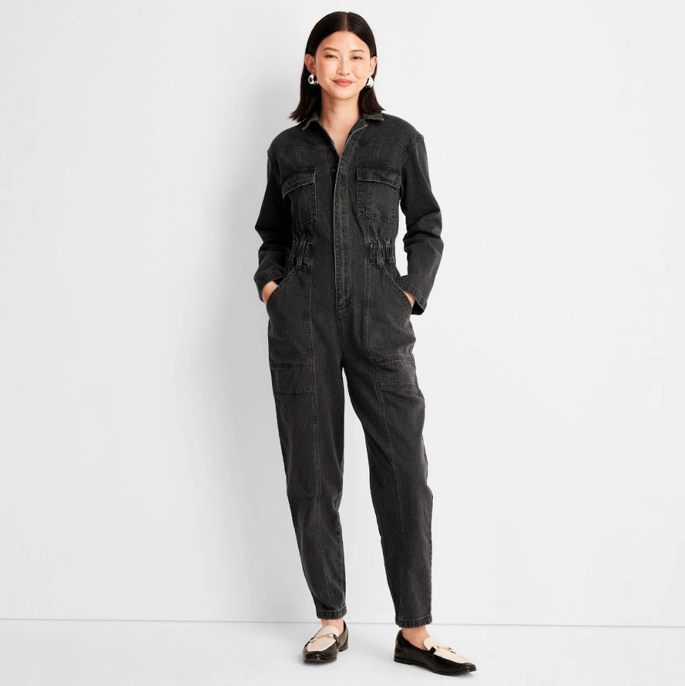 Universal Thread Women's Washed Black Long Sleeve Denim Jumpsuit | Universal Thread In Lebanon