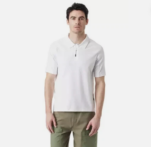 Bass Outdoor Men's White Half-Zip Tech Polo T-Shirt | Bass Outdoor In Lebanon