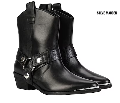 Steve Madden Women's Black Gallow Leather Ankle Boots  |Steve Madden in Lebanon