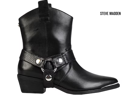 Steve Madden Women's Black Gallow Leather Ankle Boots  |Steve Madden in Lebanon