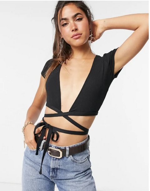 Pull & Bear Women's Black Crop Top | Pull & Bear in Lebanon